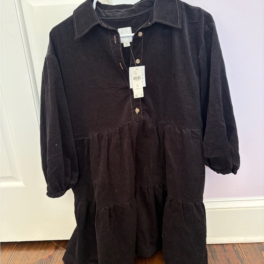 Maeve Bettina Black Corduroy Dress